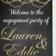 Engagement Party Decor, DIY Printable, Welcome to the engagement party, custom printable, Golden glitter sign, engagement Decorations