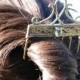 Wedding hair jewelry - Renaissance hair piece - Silver Bronze prasiolite - Artisan hair adorment - One of a kind