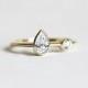 Unique Pear Diamond Ring, Diamond engagement ring, Two diamond ring, Unique engagement ring, Pear diamond band, Simple Engagement