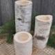 3 WHITE BIRCH Wood Candle Holders - Simple Natural Wedding Decor - The Flower Patch