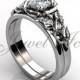 Platinum diamond unusual unique flower engagement ring, bridal ring, wedding ring, flower engagement set ER-1066