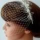 Lace Birdcage Veil Headband, Blusher Veil with Pearl Beaded Lace Headband, Ivory Birdcage Veil