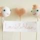 Personalized Wedding Cake Topper, Fish Cake Topper, Embroidery Banner Sign, Name Cake Topper, Apricot