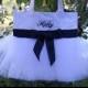 Children's Embroidered Tote Bag-White tote Bag with black ribbon Personalized Tutu Ballet Tote Bag - TB749 - BP