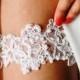 Wedding Garter Bridal Garter Belt - Soft White Ivory Beaded Flower Garter - Vintage Bridal Keepsake Garter Prom Garter