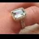 Unique Gold Diamond Aquamarine Engagement Ring and Diamonds Wedding Ring Set Birdal set Jewelry Halo ring classic rings anniversary