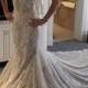 Stylish Halter Mermaid Sleeveless Sweep Train Lace Wedding Dress with Sash
