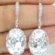 Swarovski Clear White Crystal Teardrop Earrings Oval Crystal Teardrop Earrings Wedding Earrings Bridesmaid Gift Bridal Earrings (E169)