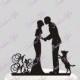 Wedding Cake Topper Silhouette Groom and Bride with Dog, Mr & Mrs Acrylic Cake Topper, [CT78p]