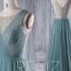 2016 Long Dusty Green Bridesmaid Dress Long, A Line Wedding Dress, Mesh Bead Golden Shimmer Illusion Prom Dress Floor Length (HS309)