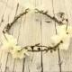 AUGUSTA Cream Woodland Crown, Bridal Flower Crown, Woodland Boho Headpiece,Headband, Floral Headband, Flower Headpiece, Wedding Headpiece