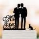 Gay Wedding Cake topper with cat, Cake Toppers with mr and mr, gay silhouette, cake topper for wedding, same sex cake topper