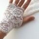 white wedding glove, ace glove, bridal mittens, ivory lace glove, fingerless gloves, bridal cuff,