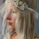 Mini Crystal Pearl Rhinestone headpiece headband Veil blusher birdcage vintage inspired short modern wedding Bridal Veil mini short