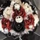 Tim Burton's "Nightmare Before Christmas" Wedding Bouquet-Jack Skellington Bouquet-Black/White/Burgundy-Halloween Wedding-Halloween Bouquet