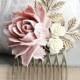 Bridal Hair Comb Dusty Rose Pink Comb Flowers for Hair Accessories Floral Collage Bridesmaids Gift Branch Leaves Romantic Dusty Rose Wedding