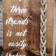 A cord of three strands is not easily broken, wedding sign, wedding decor, hand painted wood sign, wedding cord sign, God's knot.