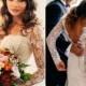 Elegant Lace Long Sleeve Wedding Dresss Latest V-Neck Open Back Bridal Dresses , PD0225