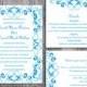 DIY Wedding Invitation Template Set Editable Word File Instant Download Printable Blue Invitation Aqua Blue Invitation Elegant Invitations