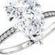 3.50 Carat Pear SUPERNOVA Moissanite & Diamond Engagement Ring 14k, 18k or Platinum, Moissanite Engagement Rings for Women, Pear-Cut 12x8mm