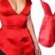 Sexy Selena Gomez Short Taffeta Low Cut Red Prom Party Formal Dress