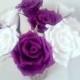 Paper Flower, White/Purple Roses, Bridal bouquet, Wedding bouquet, Crepe Bouquet, Creme Purple Flowers, Floral Arrangement