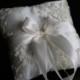 Ivory Ring Bearer Pillow  Cream Lace Wedding Bearer Ring Holder  Ivory Satin and Beige Lace Ring Pillow  Bridal Flower Girl Ivory Pillow