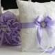 Violet Wedding Ring Pillow and Flower Girl Basket  Light Purple Bearer Pillow and Wedding Basket Set  Violet Bridal Ring Holder   Basket
