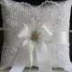 Off-White Ring bearer Pillow   Flower Girl Basket  Lace Wedding Pillow and off white wedding basket Set