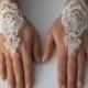 ivory wedding gloves, Lace Gloves, Bridal Gloves, ivory lace gloves, fingerless gloves, bridal cuff,