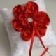Red Wedding Pillow Basket Accessories Set  Off white Red Flower Girl Basket & Ring bearer Pillow  Red Wedding Pillow Basket Set