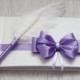 Violet Purple White Wedding Guest Book   Ostrich Feather Pen Set  Purple Pen with Feather  Wishes book  Memory Book  Blank Paper Journal