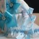 Turquoise Wedding Ring Pillow   Flower Girl Basket   2 Bridal Garters Set  Sky Blue Ring Bearer   Wedding Basket Set   Blue Wedding Garters