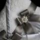 Gray Wedding Pillow Basket Set  White and Gray Flower Girl Basket and Ring Bearer Pillow  Gray Lace Wedding Ring Holder and Wedding Basket