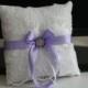 Violet Ring Bearer Pillow  Violet Ivory Wedding Pillow   Flower Girl Basket Set, Light Purple Bearer Pillow   Wedding Basket