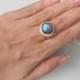 Rose Gold Labradorite Engagement Ring- Halo Bridal Wedding Ring- Round Gemstone Promise Ring- Blue Labradorite Statement Ring