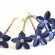 Deep Blue Flower,Bridal Hair Pins, Stephanotis Hair Pins With Swarovski crystals,Perfect For Bride,Bridesmaids,Blue Bridesmaid Jewelry - Set