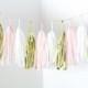 Gold, Blush Pink, White Tassel Garland - Nursery Decor, Valentines Day Party, high chair banner, Baby Shower Decorations