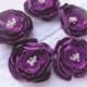 Wedding Fabric Flowers Hair Pin Plum Violet Lavender Eggplant Purple Bridal Flowers Set of 6