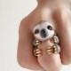 Pre-order!!! Grey Sloth 3 Piece Ring Set - Enamel ring, Animals Ring, Animals Jewelry, stackable ring, Trio Ring, Animal, Gift,Cute,Mary Lou