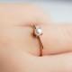 Simple Pearl Ring - 14K Gold Ring - Simple Engagement Ring - Single Pearl - Dainty Gold Ring - Thin Rose Gold Ring -
