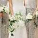 Sparkle V-neck Floor Length Champagne Bridesmaid Dress