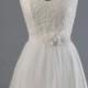 Elegant V-neck Sweep Train White Open Back Lace Wedding Dress