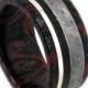 Black and Red Mokume Gane Ring With African Blackwood, Meteorite Wedding Band, Platinum Ring