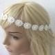 bridal tiara, ivory headband, wedding head piece, pearl and rhinestone halo, brides accessories, gift for her