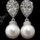 Wedding Earrings Pearl Bridal Earrings Bride Earrings Wedding Jewelry Swarovski Pearls Cubic Zirconia Earrings White Crystal Bridesmaid Gift