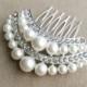 Bridal Pearl Comb, SALE, Pearl comb, Bridal Pearl Hair Comb, Art Deco comb, art deco headpiece bridal hair accessories wedding CRESCENT