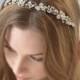 Floral Bridal Headband, Antique Bridal Headpiece, Vintage Wedding Headband, Crystal Rhinestone Headband, Crystal Wedding Headband ~TI-3169