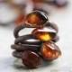 Citrine Ring Electroformed Stone Gemmy Citrine Copper Ring Reddish Brown Gemstone Delicate Ring
