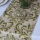 Traditions Olive on Taupe Damask Wedding Table Runner